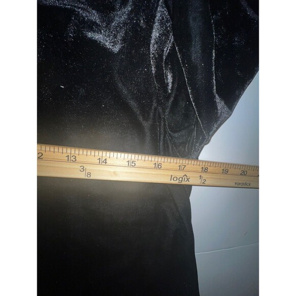 Signature Studio Shirt Black Velvet Tunic Shirt w/Lace Trim Womens Large - Picture 5 of 9